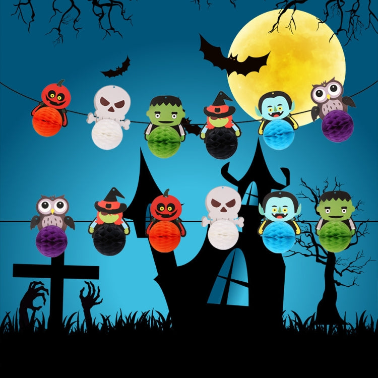 1set Halloween Hotel Shopping Mall Background Wall Atmosphere Decoration Honeycomb Ball Paper Flag