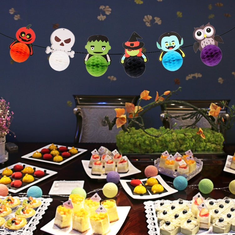 1set Halloween Hotel Shopping Mall Background Wall Atmosphere Decoration Honeycomb Ball Paper Flag