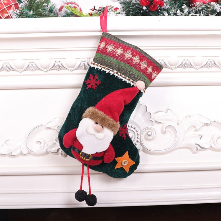 Small Christmas Stocking Flannel Gift Bag Christmas Pendant Decorations