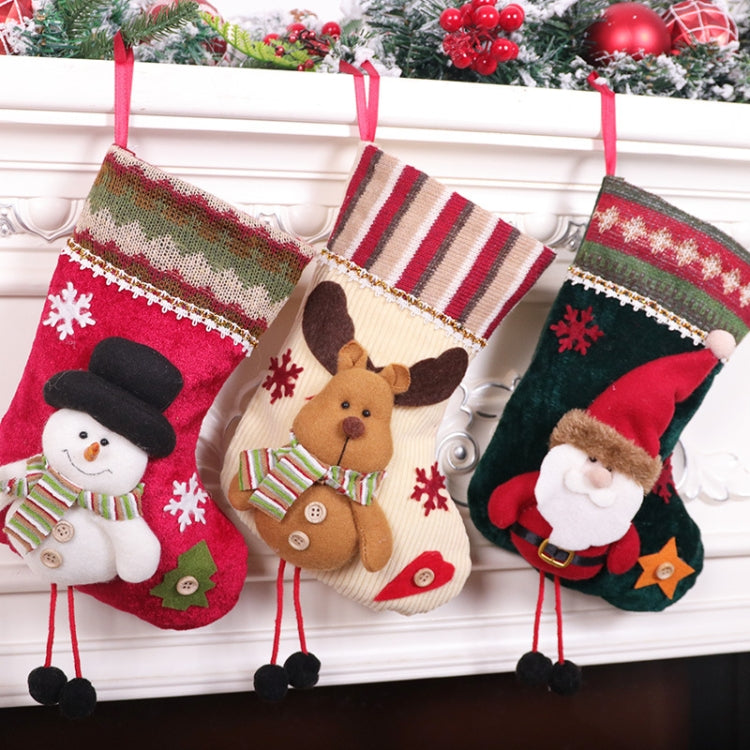 Small Christmas Stocking Flannel Gift Bag Christmas Pendant Decorations