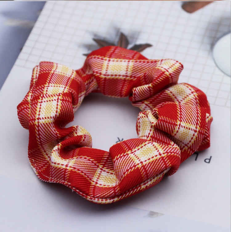 10 PCS Ball Head Ponytail Plaid Large Intestine Hair Tie