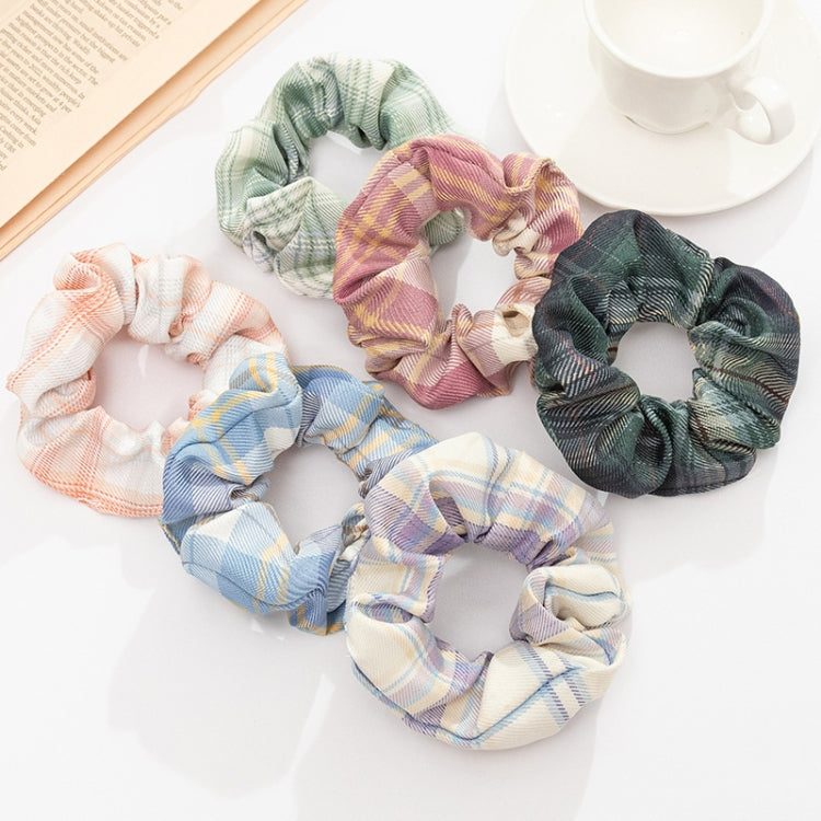 10 PCS Ball Head Ponytail Plaid Large Intestine Hair Tie