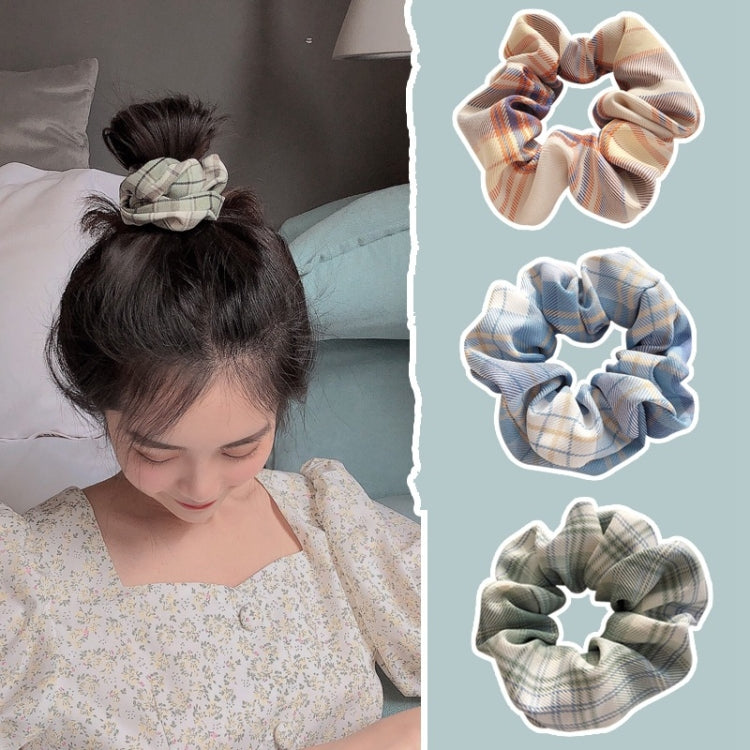 10 PCS Ball Head Ponytail Plaid Large Intestine Hair Tie