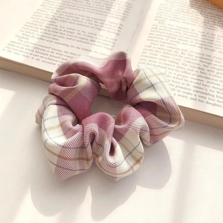 10 PCS Ball Head Ponytail Plaid Large Intestine Hair Tie