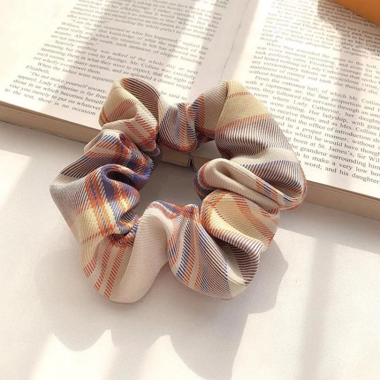 10 PCS Ball Head Ponytail Plaid Large Intestine Hair Tie