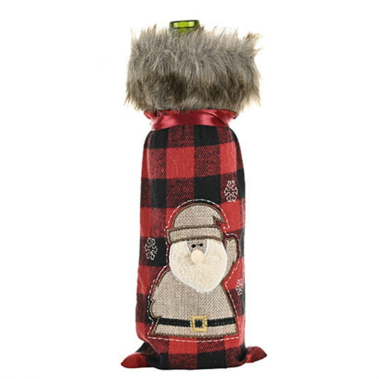 Decorations Red Lattice Wine Set Home Christmas Champagne Wine Bottle Set