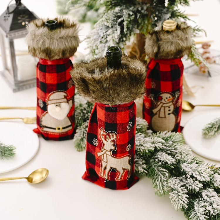 Decorations Red Lattice Wine Set Home Christmas Champagne Wine Bottle Set