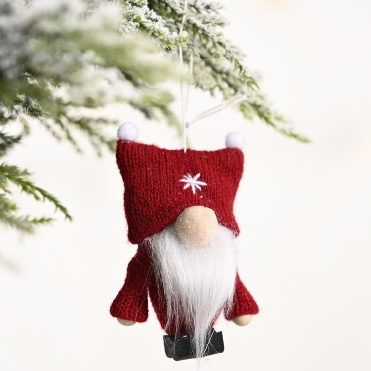 Christmas Decorations Double Ball Cap Forest Old Man Knitted Pendant Faceless Doll Ornaments