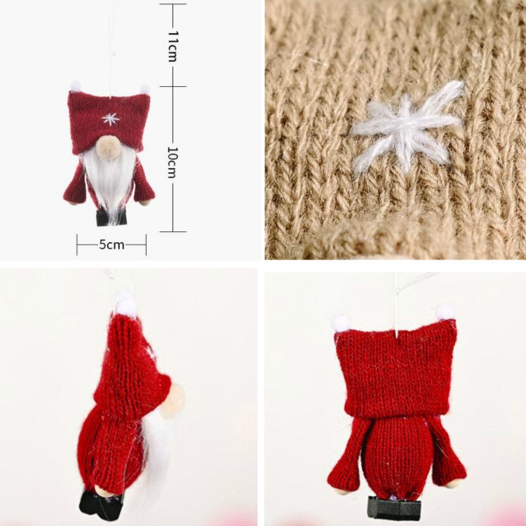 Christmas Decorations Double Ball Cap Forest Old Man Knitted Pendant Faceless Doll Ornaments