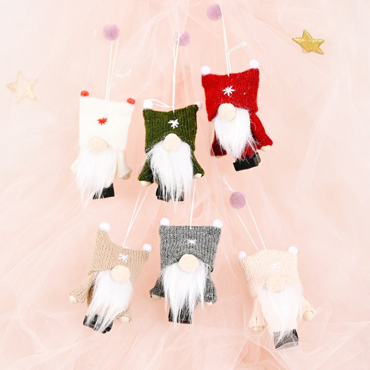 Christmas Decorations Double Ball Cap Forest Old Man Knitted Pendant Faceless Doll Ornaments