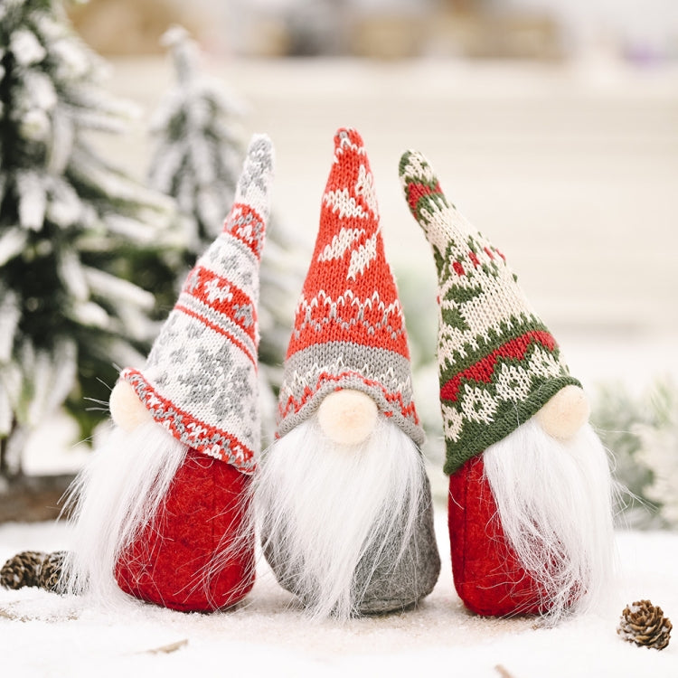 Christmas Decoration Snowflake Knitted Hat Forest Elderly Doll Decoration
