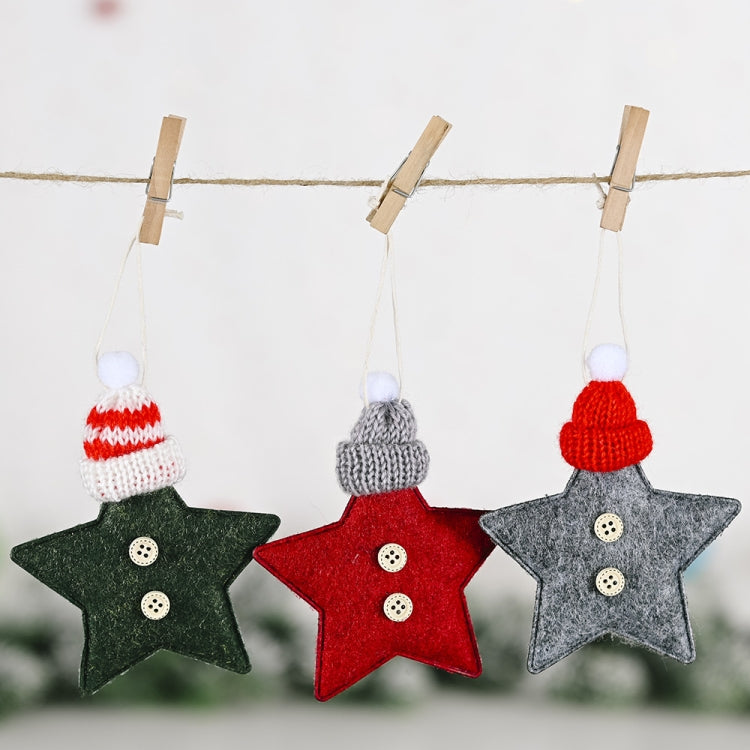 Christmas Decoration Knitted Hat Five-Pointed Star Small Pendant