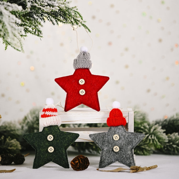 Christmas Decoration Knitted Hat Five-Pointed Star Small Pendant