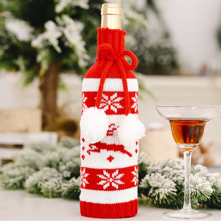 Christmas Knitted Double Ball Wine Bottle Cover Wine Bottle Bag Restaurant Atmosphere Layout