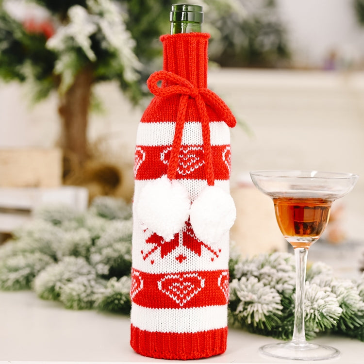 Christmas Knitted Double Ball Wine Bottle Cover Wine Bottle Bag Restaurant Atmosphere Layout