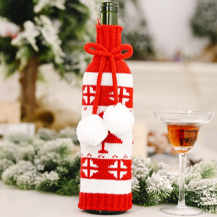 Christmas Knitted Double Ball Wine Bottle Cover Wine Bottle Bag Restaurant Atmosphere Layout