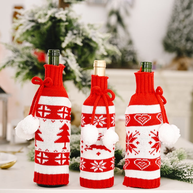 Christmas Knitted Double Ball Wine Bottle Cover Wine Bottle Bag Restaurant Atmosphere Layout
