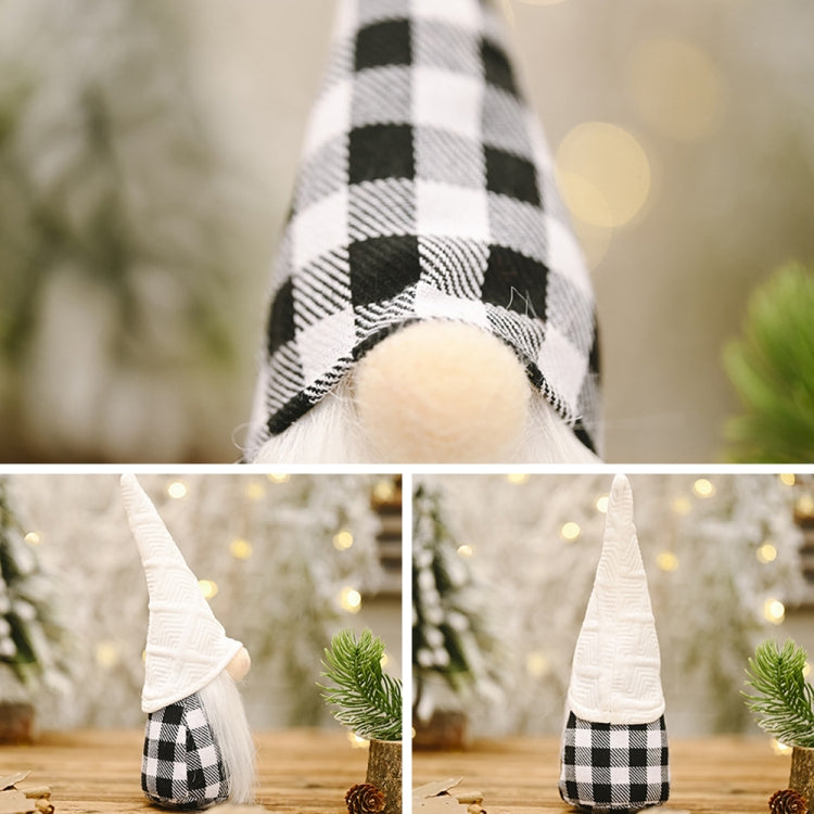 Christmas Decorations Festive Supplies Black White Lattice Forest Elderly Faceless Doll Ornaments
