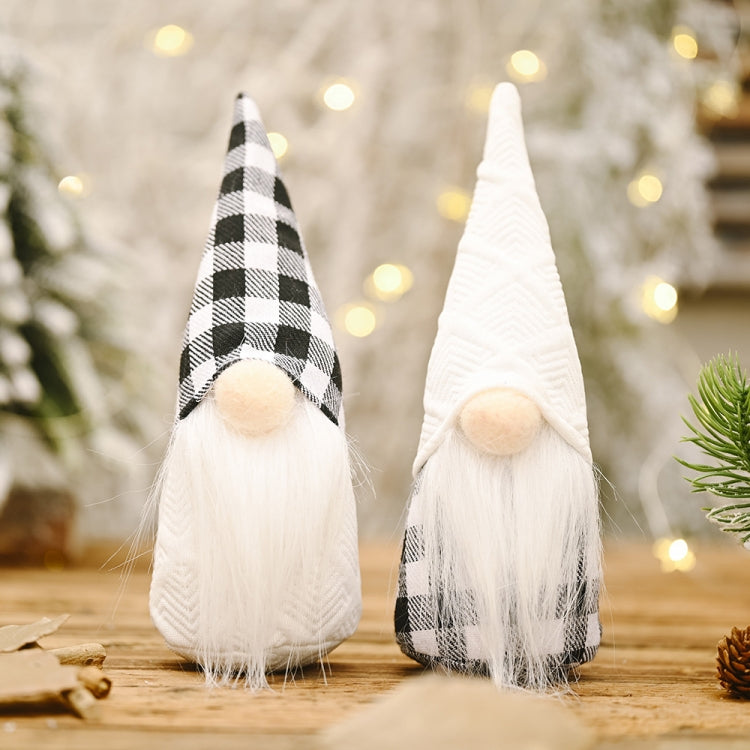 Christmas Decorations Festive Supplies Black White Lattice Forest Elderly Faceless Doll Ornaments