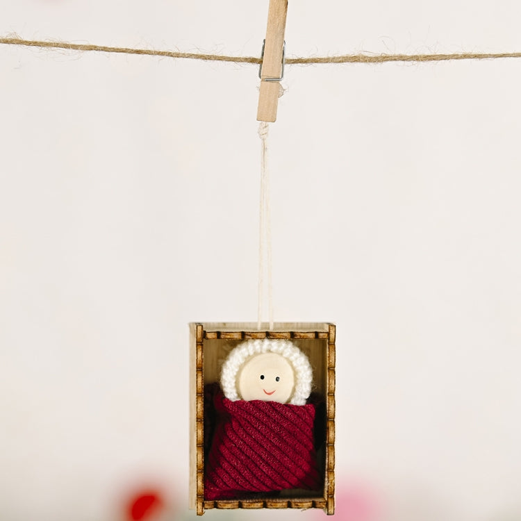 Christmas Celebration Supplies Wooden Box Small Doll Pendant Children Gift Small Doll Pendant Tree Pendant