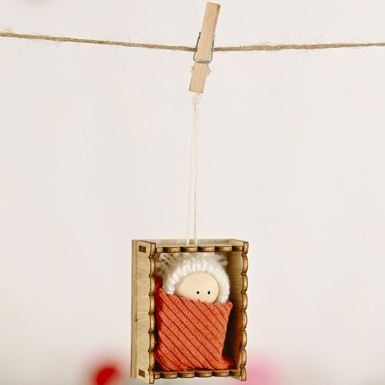 Christmas Celebration Supplies Wooden Box Small Doll Pendant Children Gift Small Doll Pendant Tree Pendant