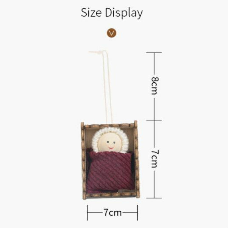 Christmas Celebration Supplies Wooden Box Small Doll Pendant Children Gift Small Doll Pendant Tree Pendant