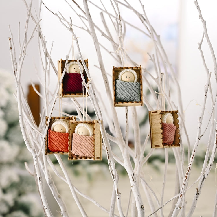 Christmas Celebration Supplies Wooden Box Small Doll Pendant Children Gift Small Doll Pendant Tree Pendant