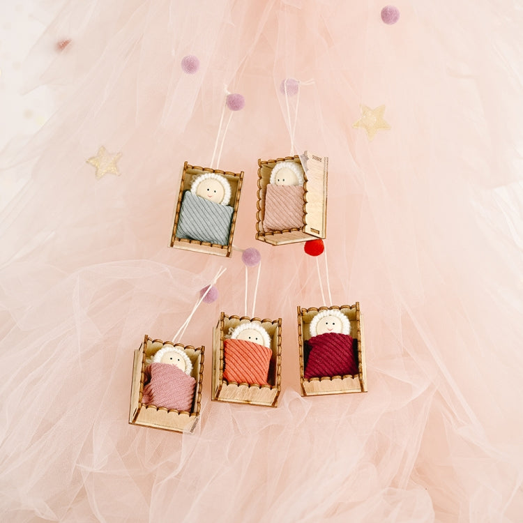 Christmas Celebration Supplies Wooden Box Small Doll Pendant Children Gift Small Doll Pendant Tree Pendant