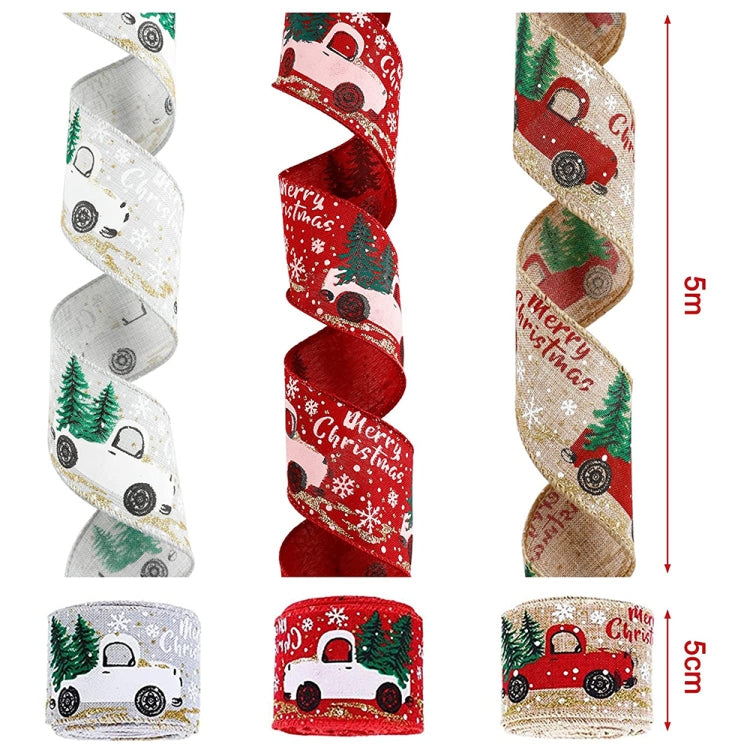 Christmas Decorations Car Printing Ribbon Christmas Tree Decoration Ribbon Colorful Bar