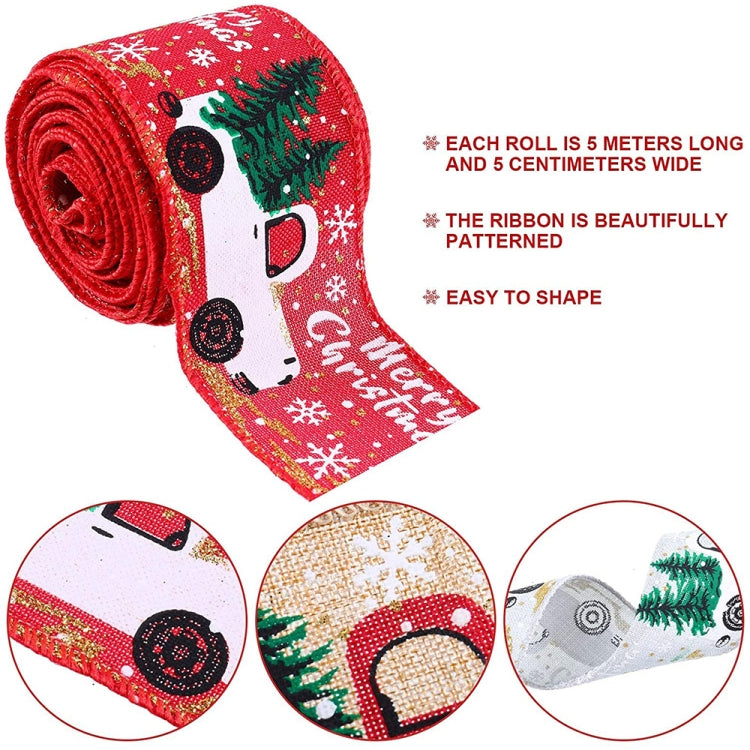 Christmas Decorations Car Printing Ribbon Christmas Tree Decoration Ribbon Colorful Bar