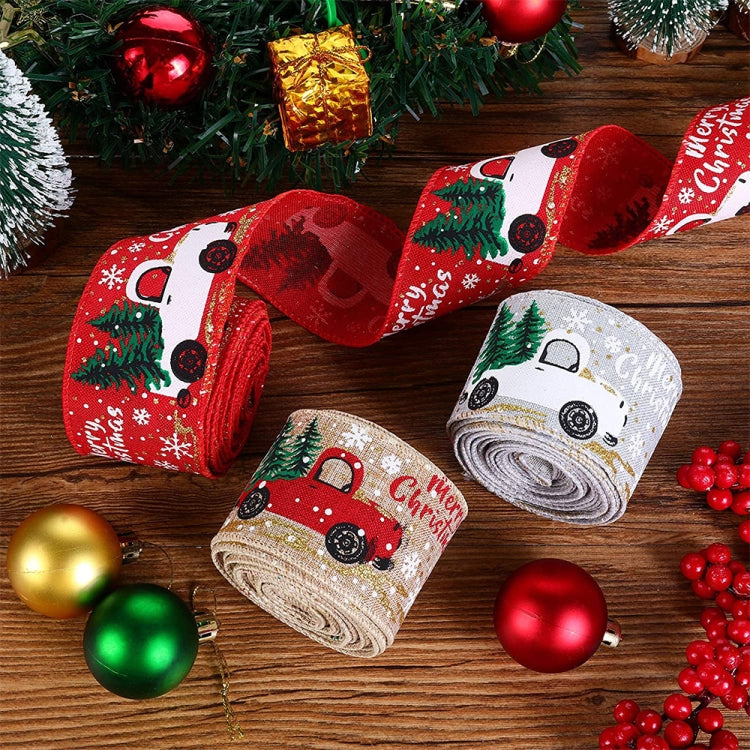 Christmas Decorations Car Printing Ribbon Christmas Tree Decoration Ribbon Colorful Bar