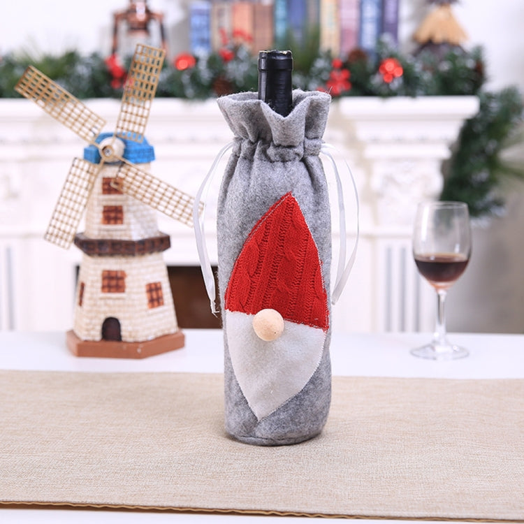 Christmas Machine Embroidered Faceless Old Man Wine Bottle Bags Table Decorations