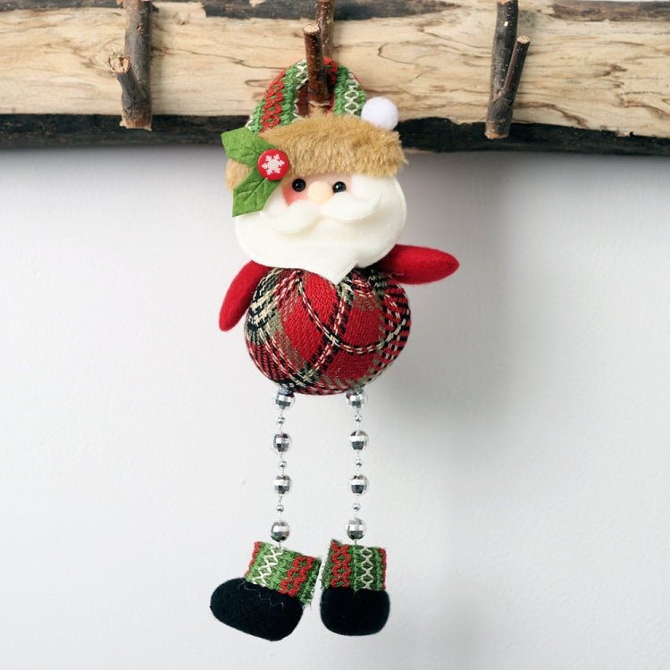 Christmas Plaid Cloth Beads Leg Pendants Christmas Window Decoration Cartoon Small Doll Ornaments