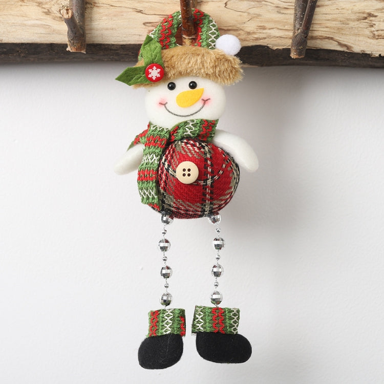 Christmas Plaid Cloth Beads Leg Pendants Christmas Window Decoration Cartoon Small Doll Ornaments
