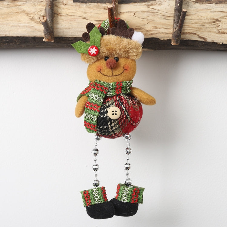 Christmas Plaid Cloth Beads Leg Pendants Christmas Window Decoration Cartoon Small Doll Ornaments