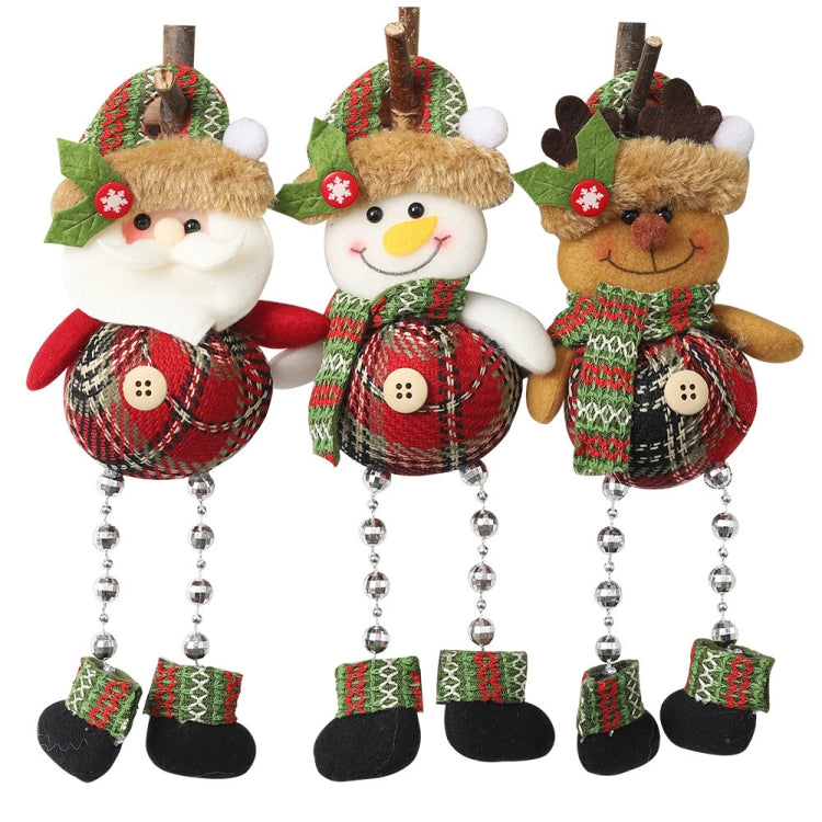 Christmas Plaid Cloth Beads Leg Pendants Christmas Window Decoration Cartoon Small Doll Ornaments
