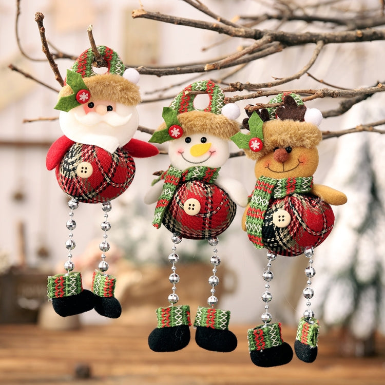Christmas Plaid Cloth Beads Leg Pendants Christmas Window Decoration Cartoon Small Doll Ornaments