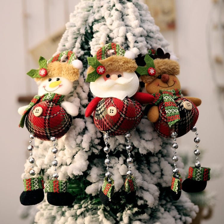 Christmas Plaid Cloth Beads Leg Pendants Christmas Window Decoration Cartoon Small Doll Ornaments