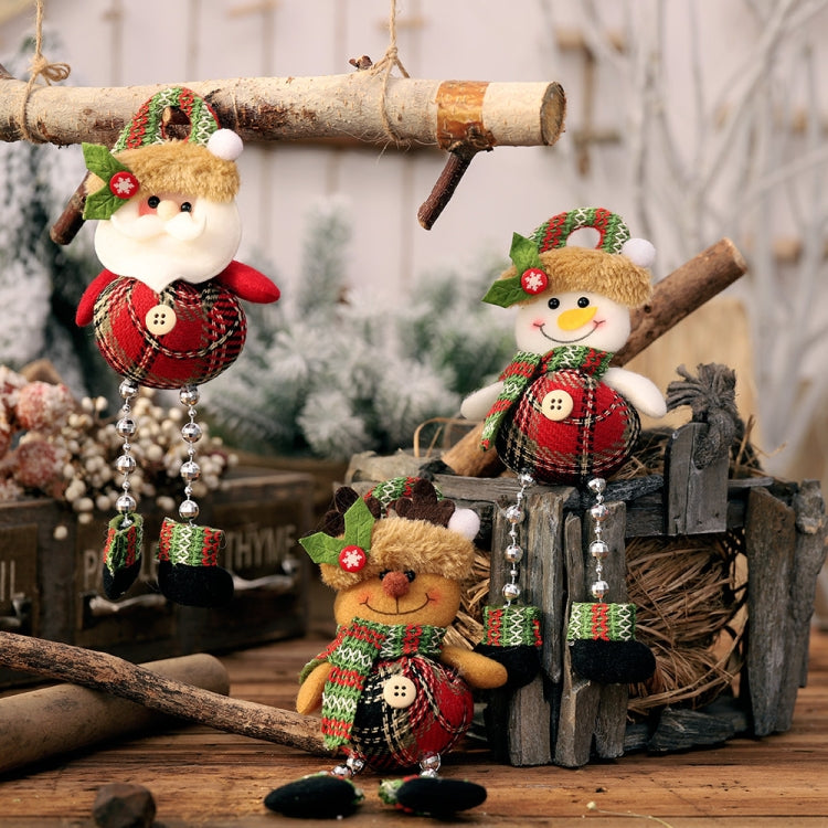 Christmas Plaid Cloth Beads Leg Pendants Christmas Window Decoration Cartoon Small Doll Ornaments