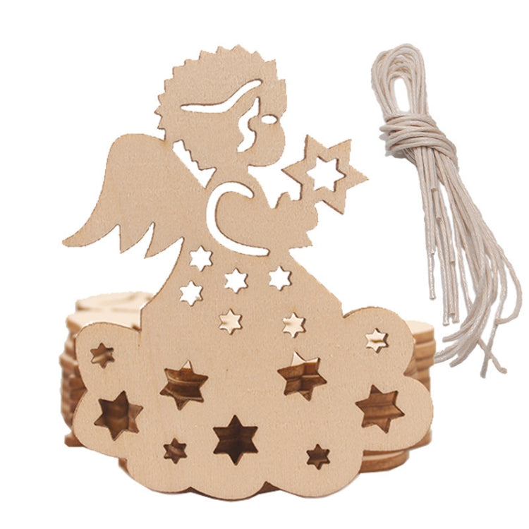 10pcs/set Wood Hollow Carved Christmas Tree Pendants Home Decoration Hotel DIY Holiday Decoration Gifts