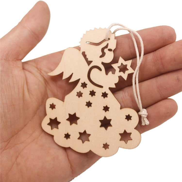 10pcs/set Wood Hollow Carved Christmas Tree Pendants Home Decoration Hotel DIY Holiday Decoration Gifts