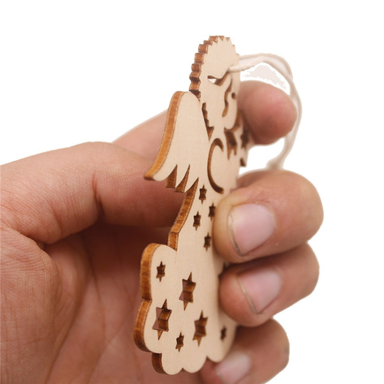 10pcs/set Wood Hollow Carved Christmas Tree Pendants Home Decoration Hotel DIY Holiday Decoration Gifts