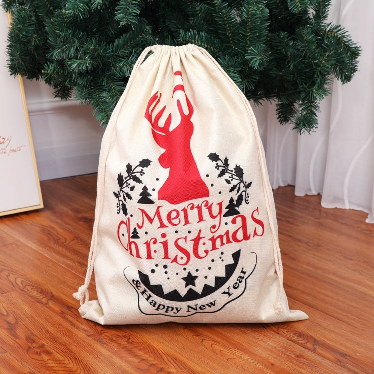 Large Printed Linen Backpack Christmas Gift Bag Candy Bag