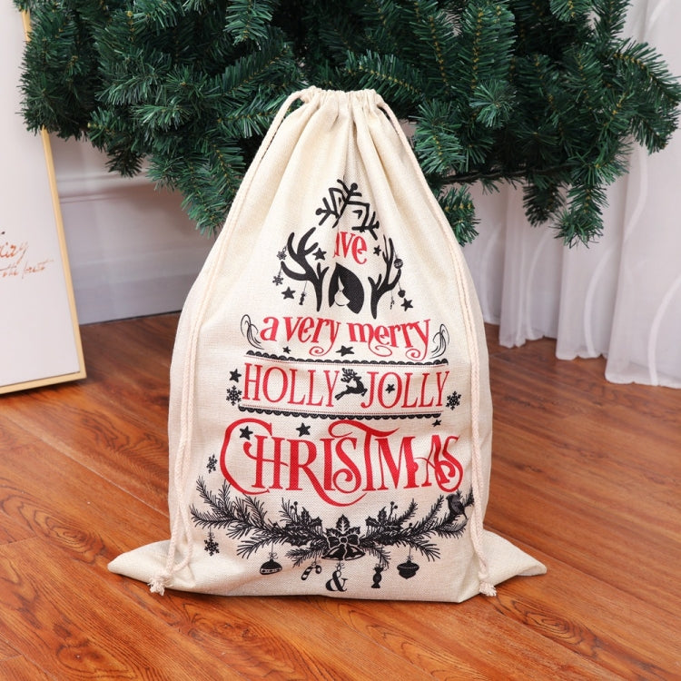 Large Printed Linen Backpack Christmas Gift Bag Candy Bag