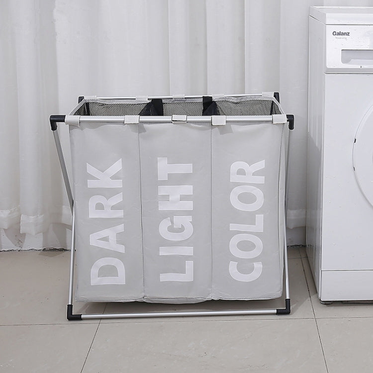 Collapsible Three Grid Dirty Clothes Laundry Hamper Organizer Home Storage Basket