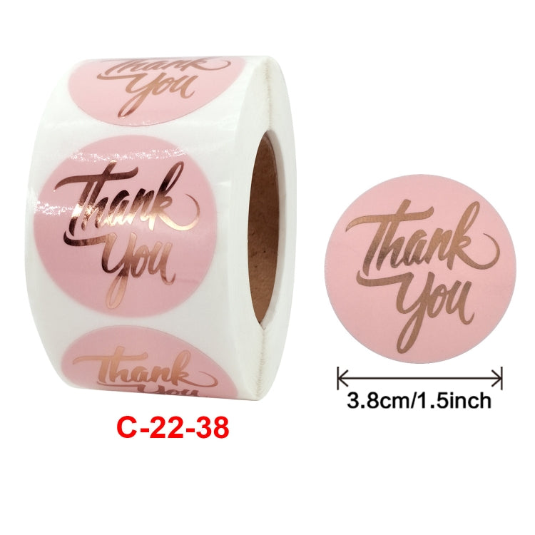2 PCS Water Pink Hot Stamping Thank You Sticker Envelope Gift Decoration