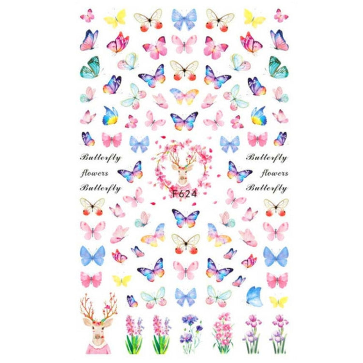 10pcs 3D Adhesive Butterfly Retro Rose Color Nail Art Sticker