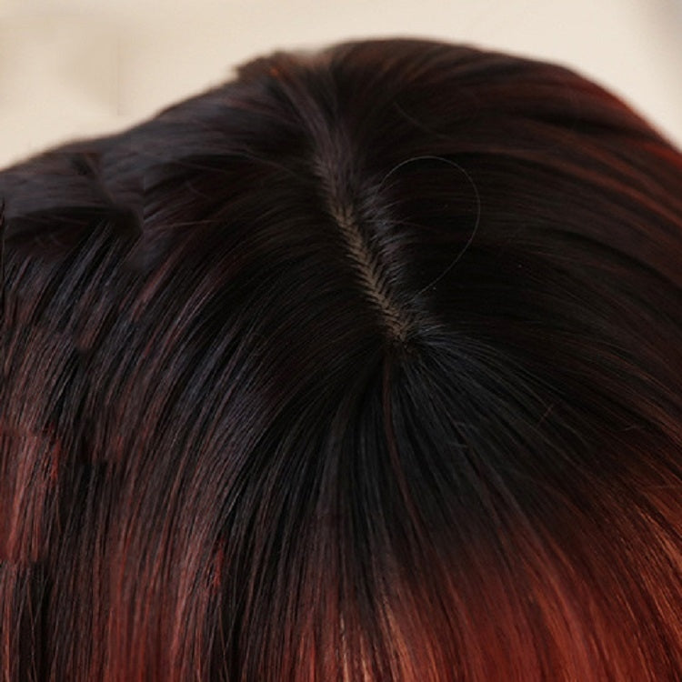 Realistic Long Straight Hair Wig Synthetic Fiber Headgear For Women