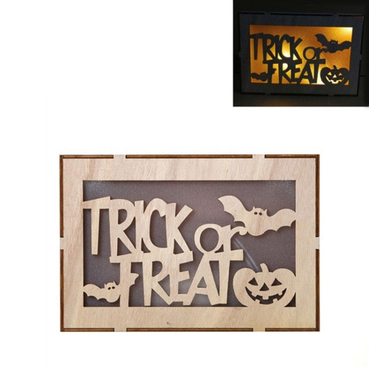 Wooden Halloween Witch Pumpkin Haunted House LED Lights Three-Dimensional Ornaments