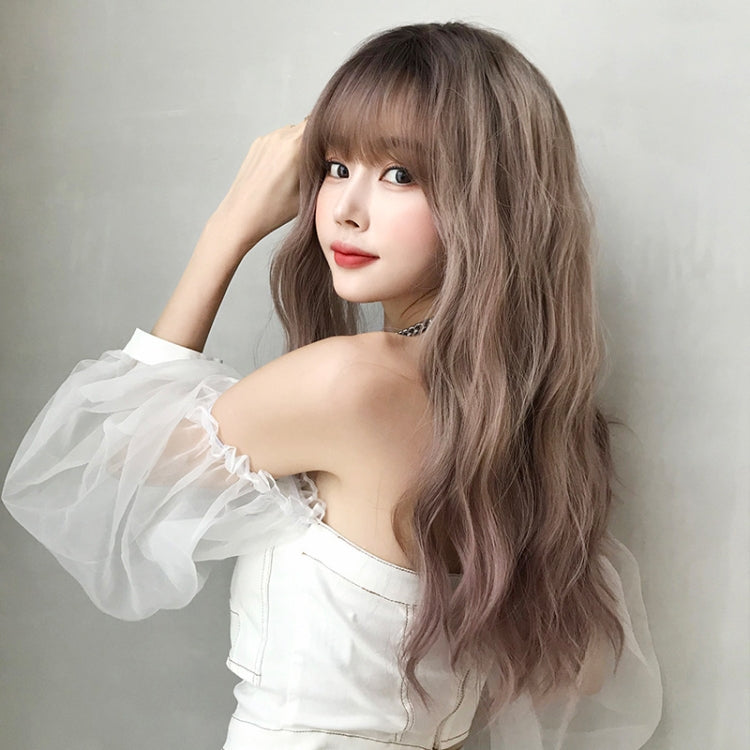 Ladies Long Hair Slightly Curly Wig Natural Fluffy Hair Cover